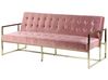 Sofá cama 3 plazas de terciopelo rosa/dorado MARSTAL_796187