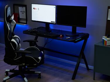 Gaming Desk with RGB LED Lights 120 x 60 cm Black DANVERS