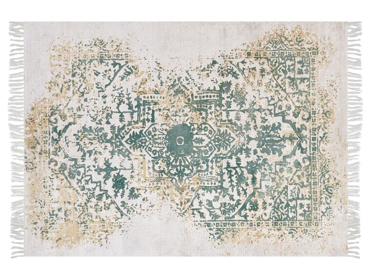 Teppich Viskose beige / grün 160 x 230 cm orientalisches Muster Kurzflor BOYALI_836768