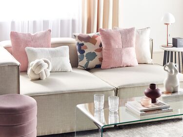 Set of 2 Corduroy Cushions 43 x 43 cm Pink MILLET