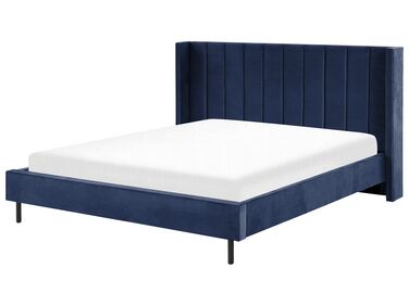 Zamatová posteľ 180 x 200 cm modrá VILLETTE