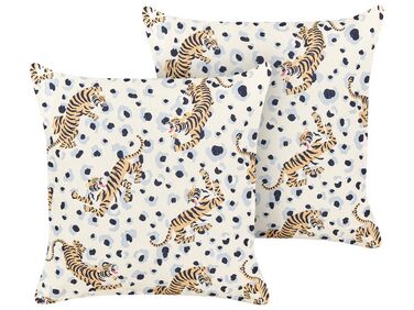 Set of 2 Outdoor Cushions Tiger Motif 45 x 45 cm Multicolour ARENZANO