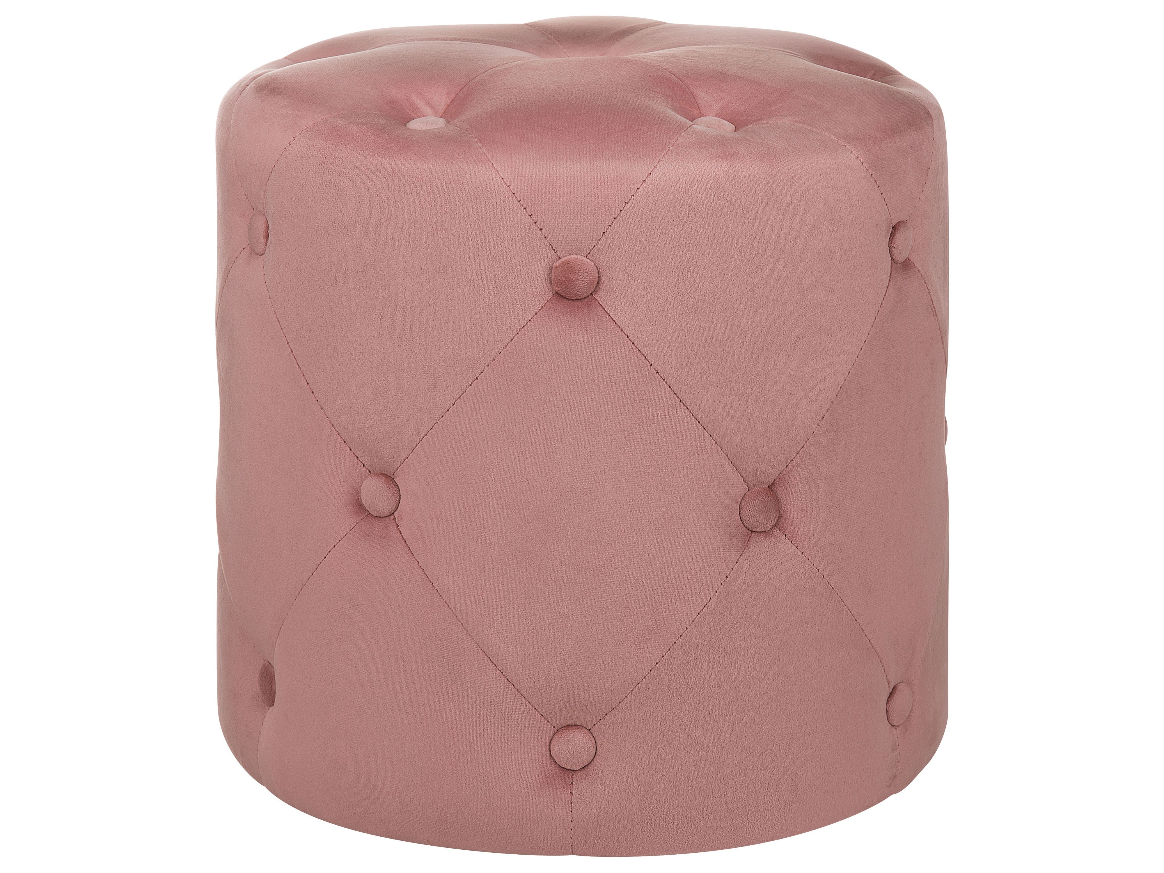 Pouf Ronde Rose Pouf en velours rose poudré ⌀ 40 cm COROLLA | Beliani.fr