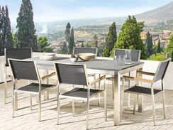 Puutarhapöytä poltettu graniittitaso musta 180 x 90 cm GROSSETO Puutarhapöytä poltettu graniittitaso musta 180 x 90 cm GROSSETO