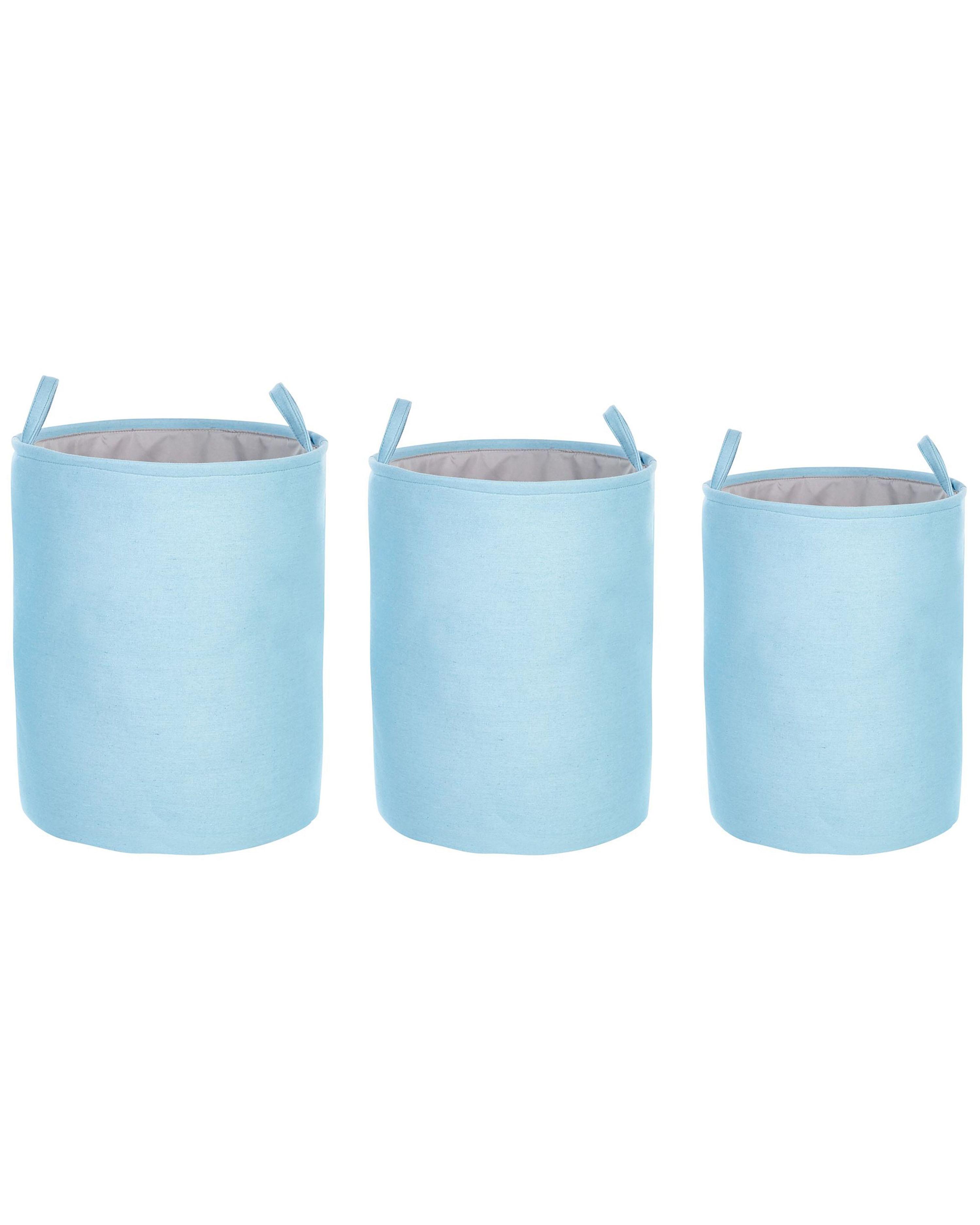 Set of 3 Fabric Baskets Blue ARCHA_849701