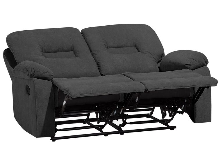 Sofá 2 plazas reclinable de poliéster gris oscuro/negro BERGEN_710737