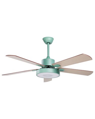 Ceiling Fan with Light Green and Light Wood HOBBLE