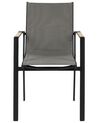 Conjunto de 6 sillas de jardín de metal negro/gris/madera clara BUSSETO_841751