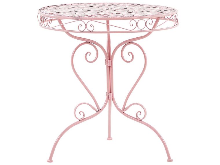 Mesa de jardín de metal rosa ⌀ 70 cm ALBINIA_774542
