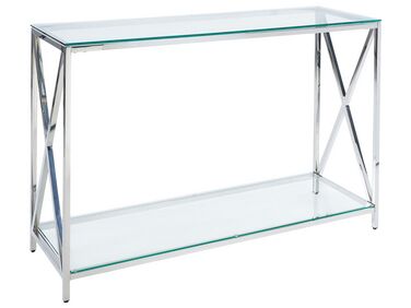 Konzolový stolík so sklenenou doskou strieborný AUDET