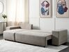 Canapé-lit d'angle à droite avec rangement en tissu taupe LUSPA_900962
