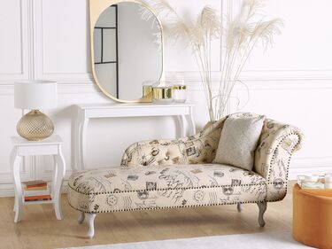 Right Hand Chaise Lounge Print Beige NIMES