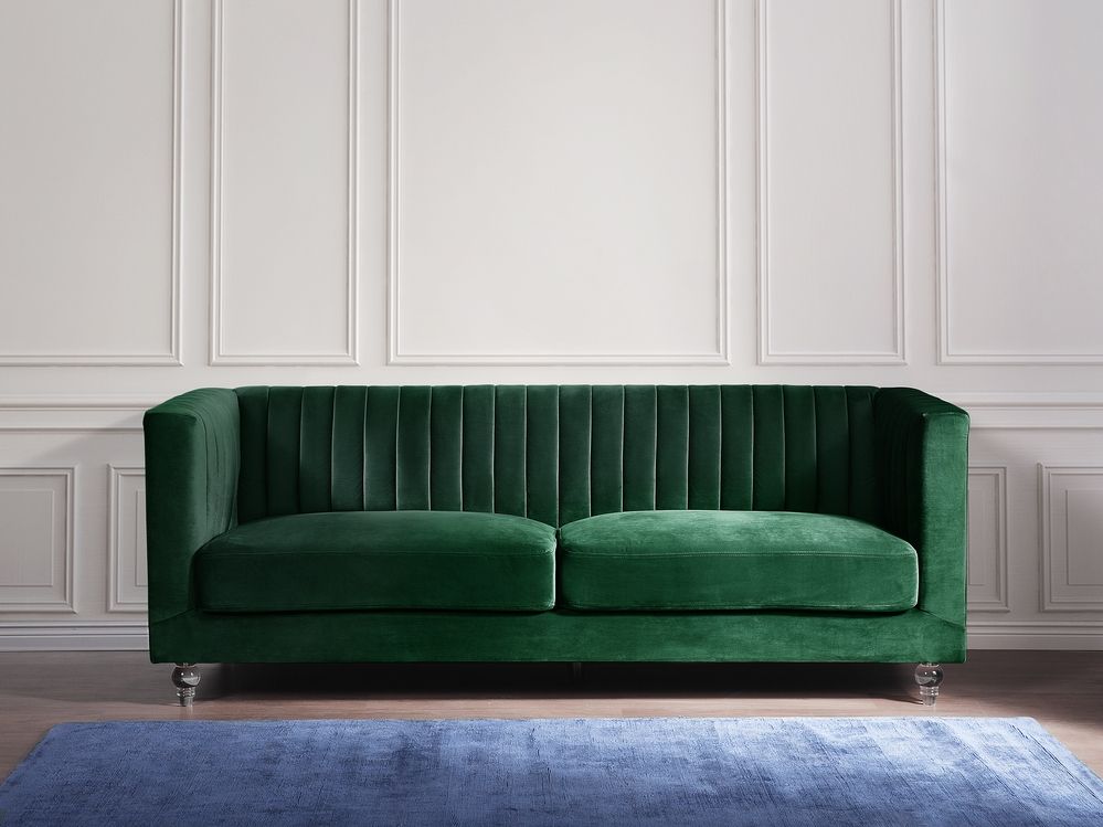 3 Seater Velvet Fabric Sofa Green 