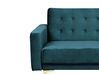 Conjunto de sofás reclináveis com 5 lugares em veludo azul esverdeado ABERDEEN_751984