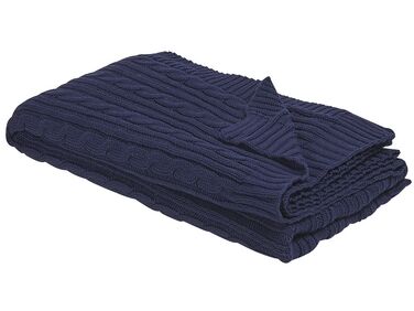 Cotton Blanket 110 x 180 cm Dark Blue ANAMUR