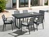 Set di 6 sedie da giardino metallo nero grigio e legno chiaro TAVIANO_841727