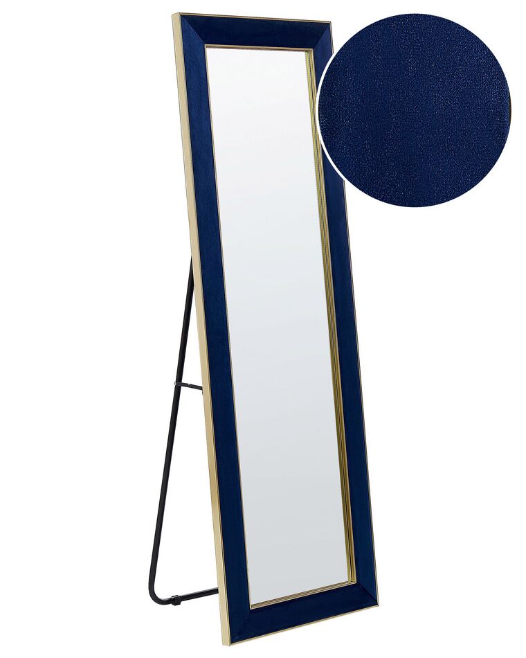 Espejo de pie de terciopelo azul marino/dorado 50 x 150 cm LAUTREC_904013