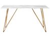 Jedálenský stôl s mramorovým efektom 140 x 80 cm biela/zlatá KENTON_757707