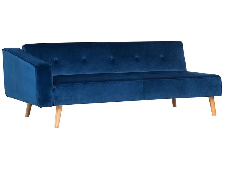 Left Hand Velvet Corner Sofa Bed Blue VADSO Beliani.co.uk