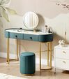 2 Drawers Dressing Table with LED Mirror and Pouffe Dark Green and Gold VINAX_845120