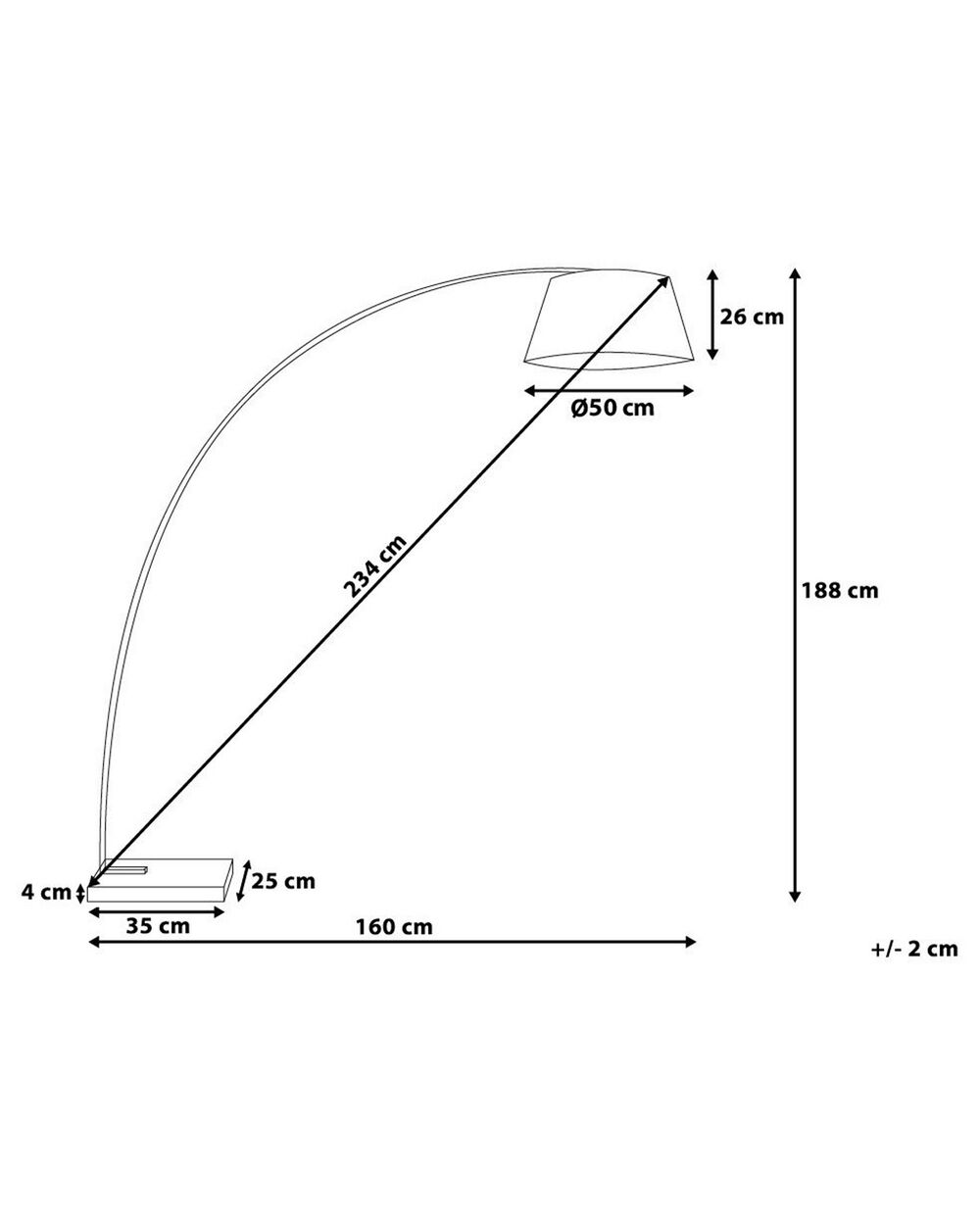 Stehlampe weiß 188 cm rund Marmorfuß BENUE | Beliani.de