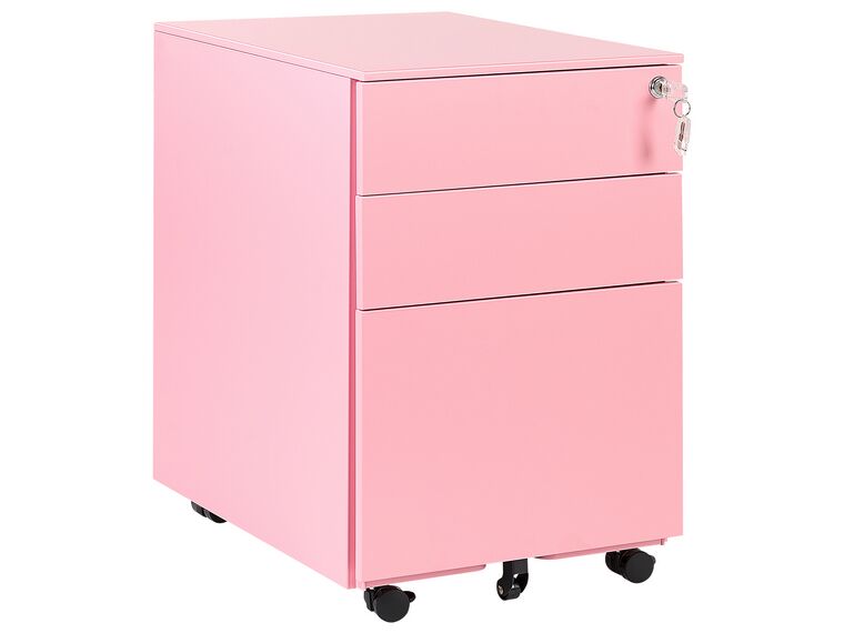 Förvaringsskåp i metall med 3 lådor rosa CAMI_843909