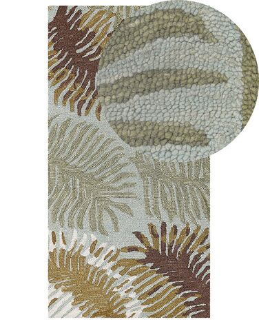 Teppich Wolle mehrfarbig 80 x 150 cm Palmenmuster Kurzflor VIZE