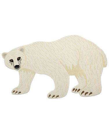 Vlnený detský koberec v tvare ľadového medveďa 100 x 160 cm biely IOREK