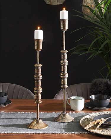 Set of 2 Metal Candlesticks Gold SALAMINA