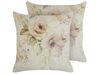 Set of 2 Cushions Floral Pattern 45 x 45 cm Beige ZAHRIYE_902116