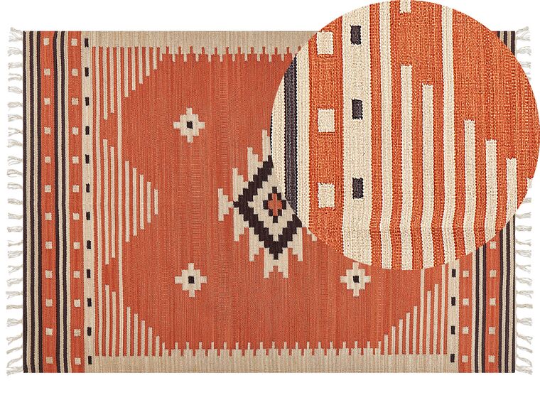 Dywan bawełniany kilim 160 x 230 cm pomarańczowy GAVAR_869207