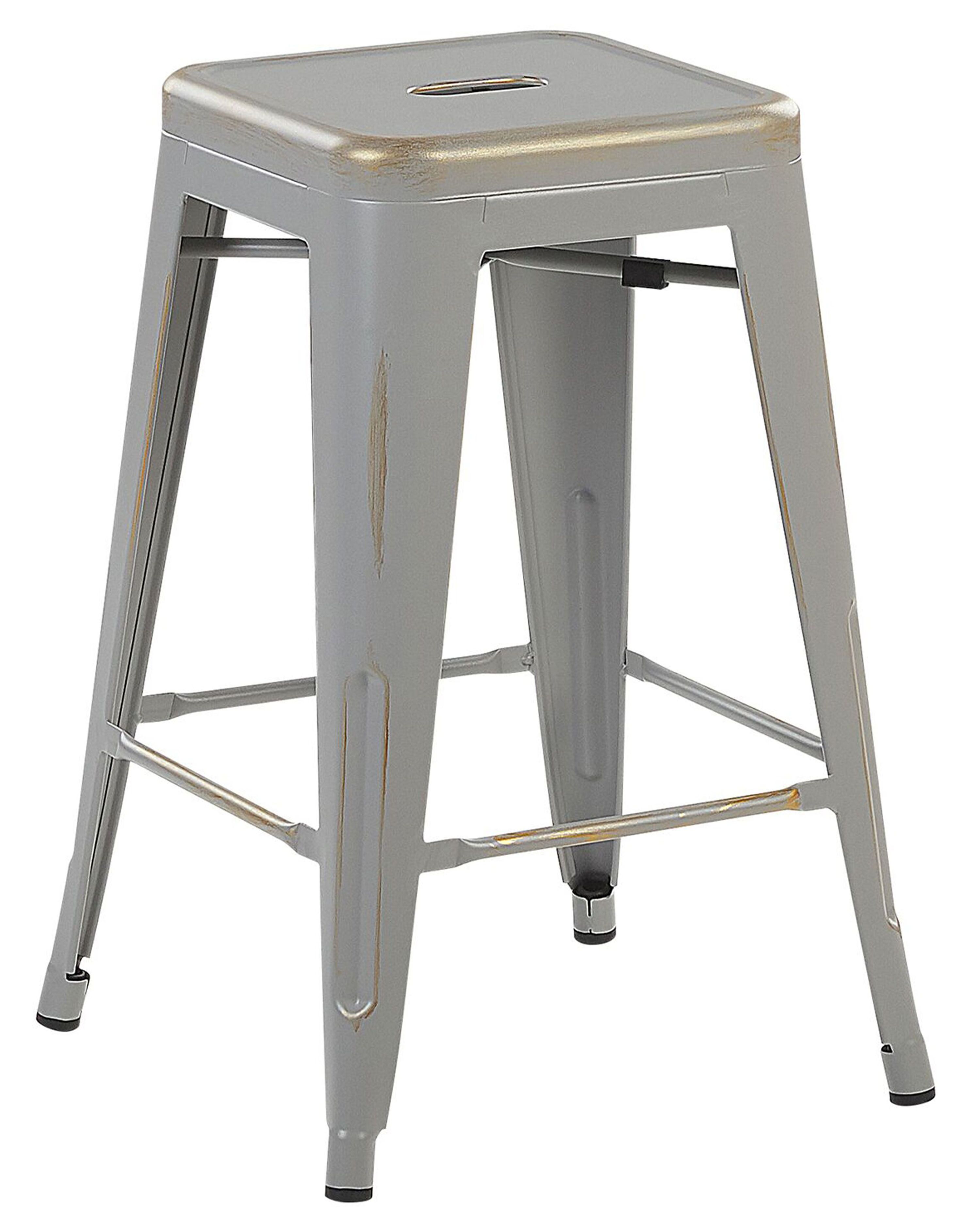 Set of 2 Steel Stools 60 cm Silver with Gold CABRILLO Beliani.co.uk