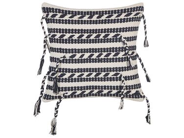 Cotton Cushion Striped Pattern 45 x 45 cm Black and White ENDIVE