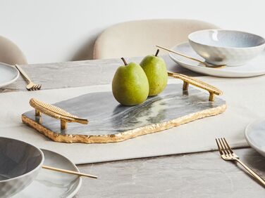 Marble Serving Tray Dark Grey and Gold ZOGRAFOU