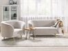Sofa dwuosobowa tapicerowana beżowa ze złotym LOEN_870434