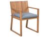 Zestaw 8 krzeseł ogrodowych akacjowy jasne drewno z poduszkami niebieskimi SASSARI_746008