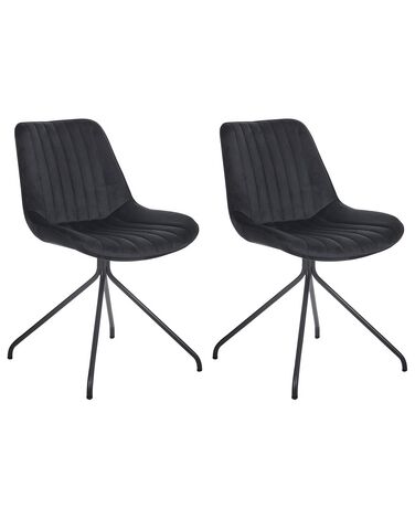 Conjunto de 2 sillas de terciopelo negro NAVASOTA