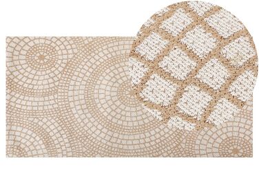Teppich Jute beige / weiß 80 x 150 cm geometrisches Muster Kurzflor ARIBA