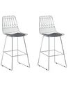 Set of 2 Metal Bar Chairs Silver PRESTON_702480