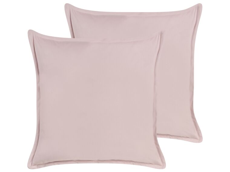 Conjunto de 2 almofadas decorativas em veludo rosa 60 x 60 cm EUSTOMA_877724