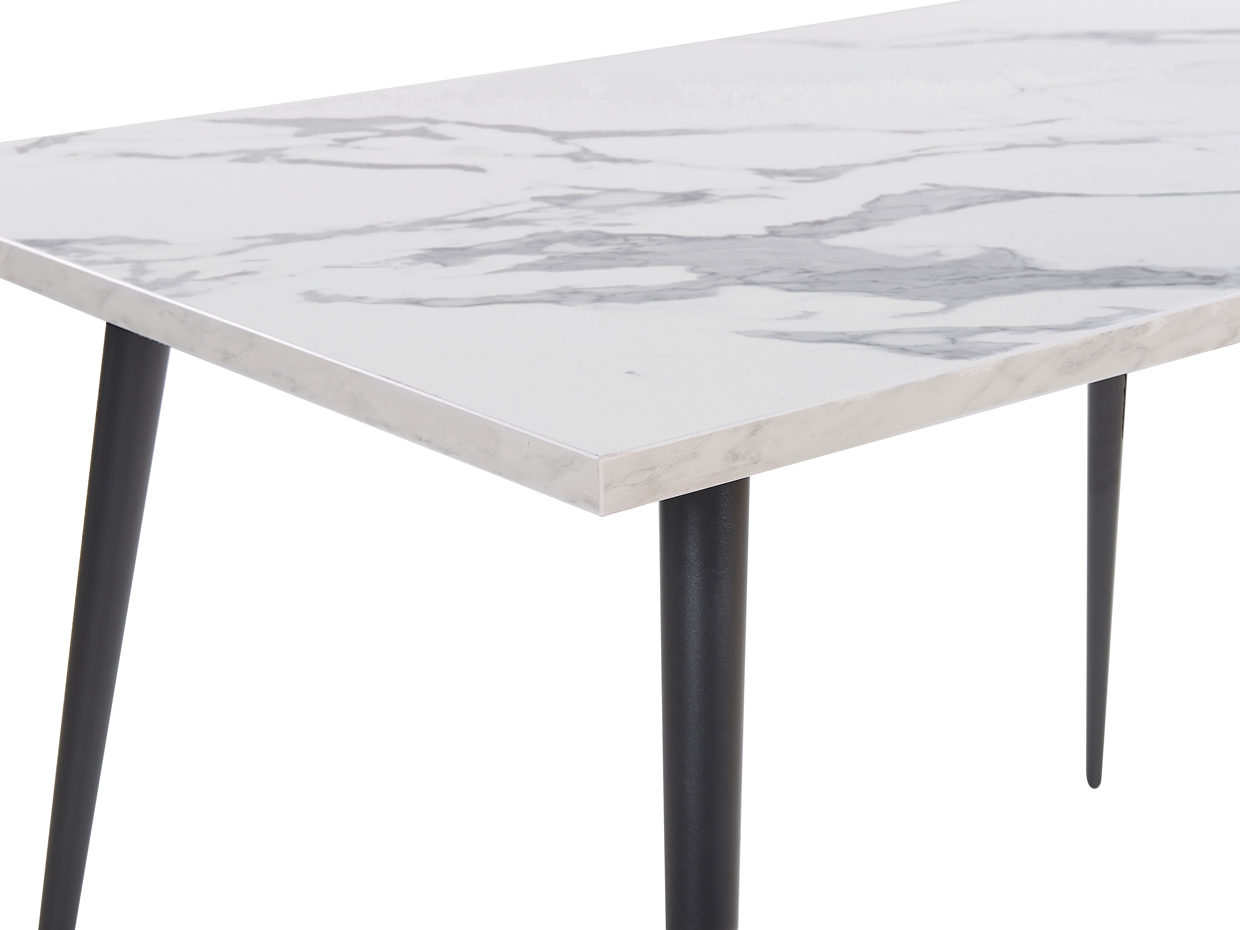 Dining Table 120 x 80 cm White Marble Effect with Black SANTIAGO ...