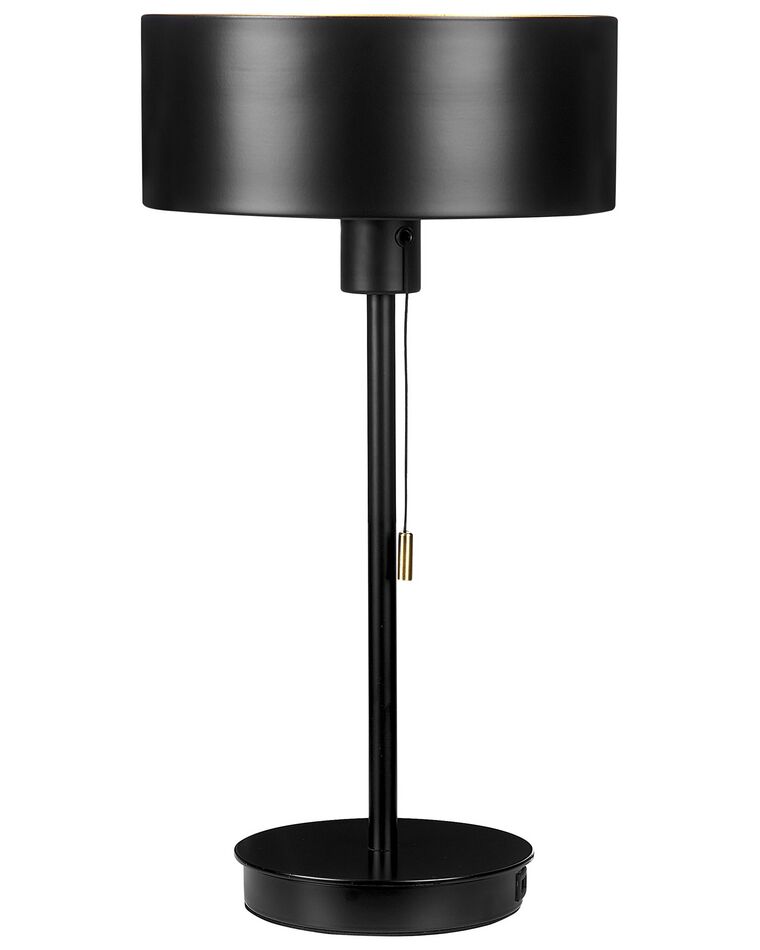 Lampa stołowa metalowa z portem USB czarna ARIPO_851355