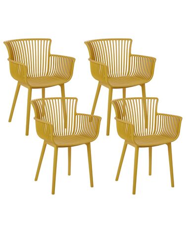 Conjunto de 4 cadeiras em plástico amarelo PESARO