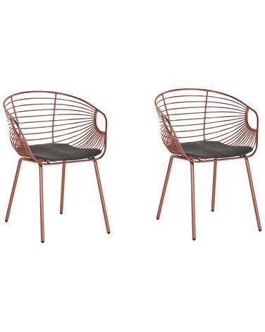 Set of 2 Metal Dining Chairs Copper HOBACK