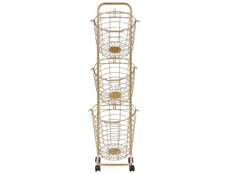3 Tier Metal Wire Basket Stand Gold AYAPAL_841349