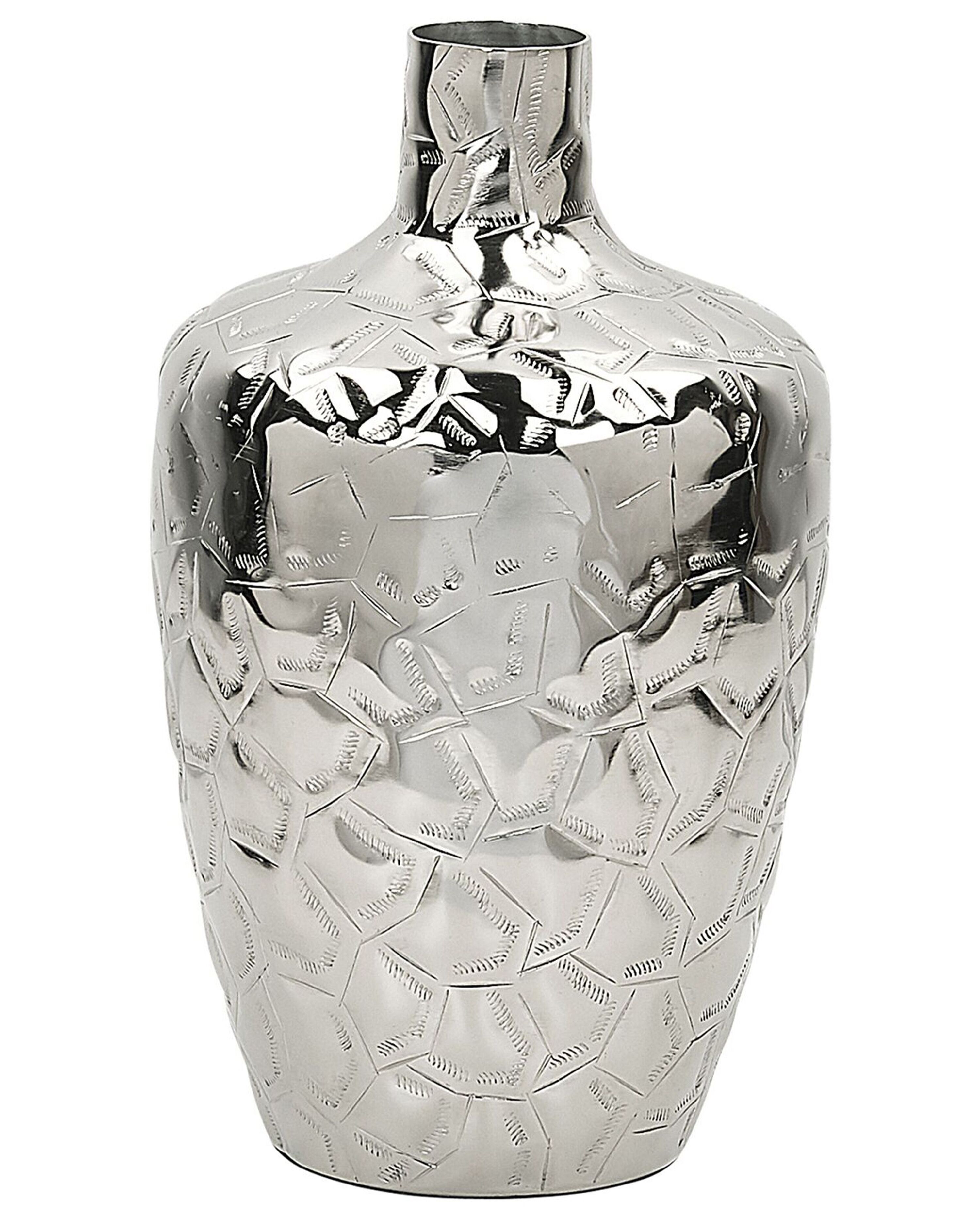 Blomvas 33 Cm Aluminium Silver INSHAS Beliani se blomvas-33-cm-aluminium-silver-inshas-beliani-se