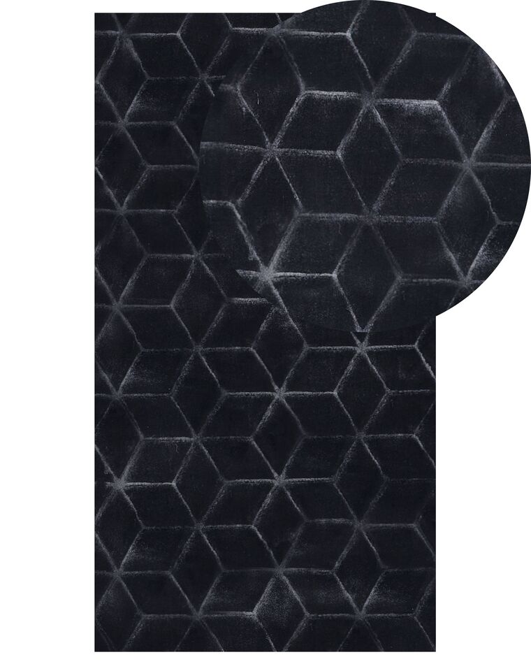 Vloerkleed kunstbont zwart 80 x 150 cm THATTA_858405