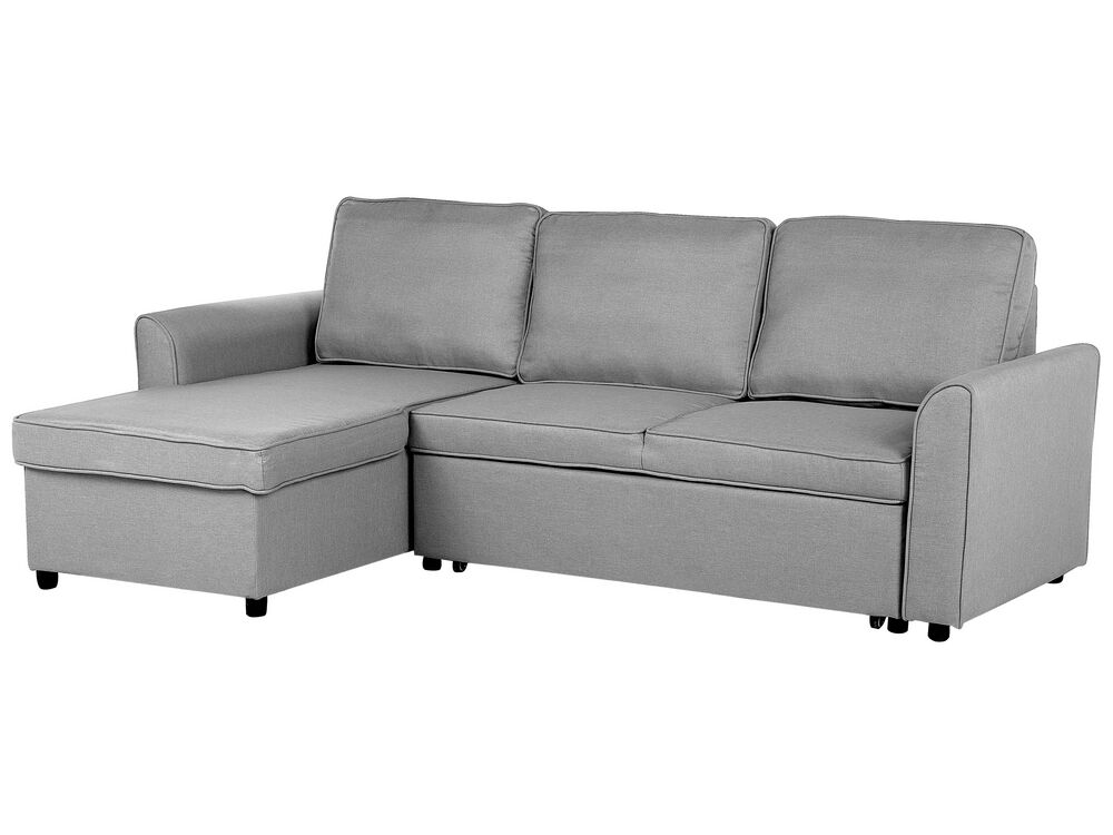 Right Hand Fabric Corner Sofa Bed with Storage Grey NESNA Beliani.co.uk