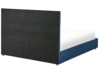 Cama de casal com arrumação em veludo azul marinho 160 x 200 cm VERNOYES_825491