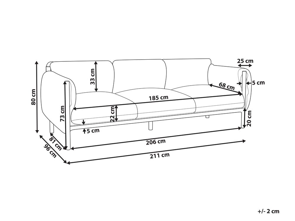 Average 3 Seater Sofa Length | Baci Living Room